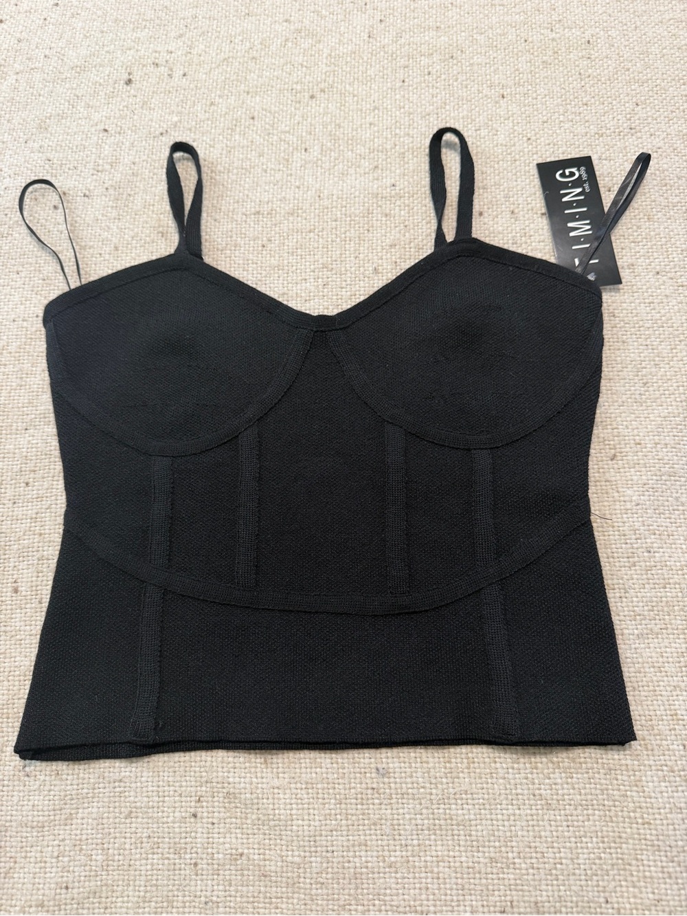 Timing Black Bustier Crop Top with Supportive Cups